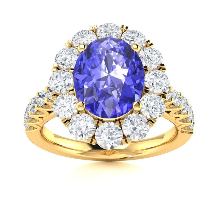 14KT Gold Oval Brilliant Tanzanite and Diamond Ladies Ring (Tanzanite 1.70 cts. White Diamonds 1.10 cts.)