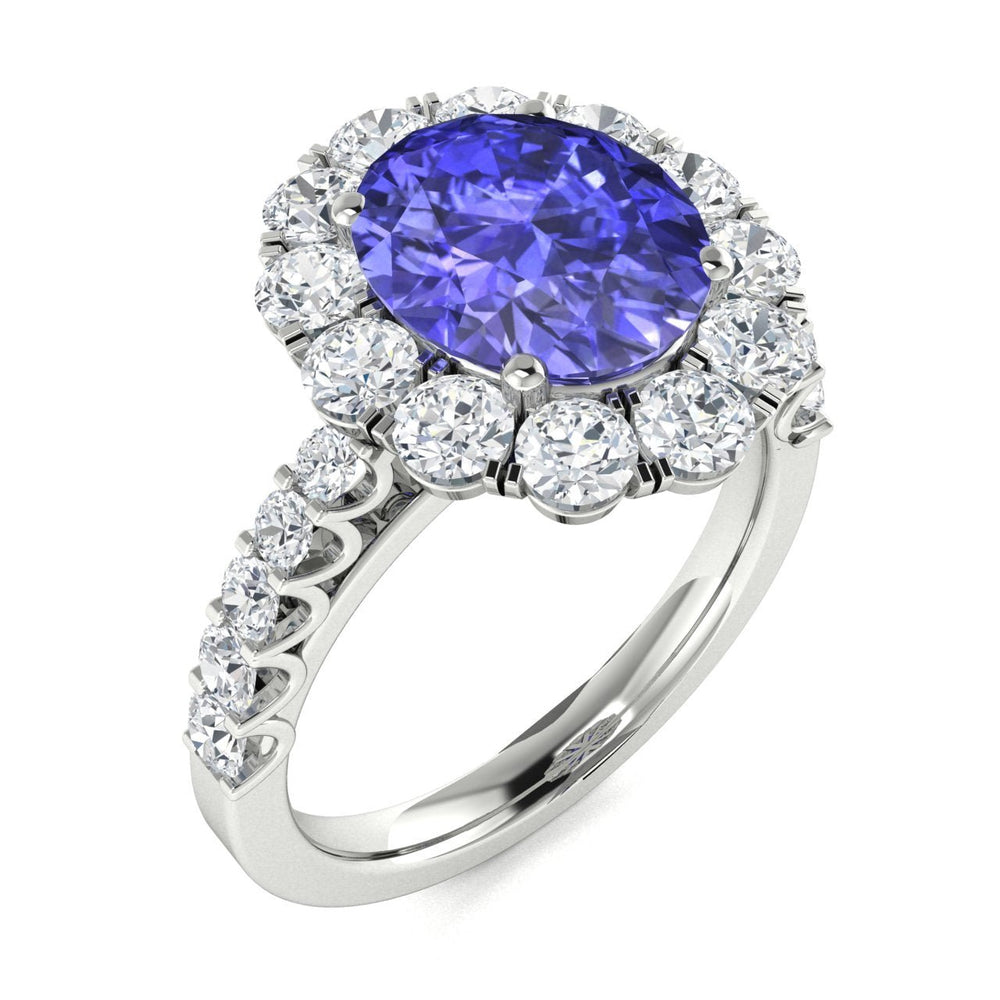 14KT Gold Oval Brilliant Tanzanite and Diamond Ladies Ring (Tanzanite 1.70 cts. White Diamonds 1.10 cts.)