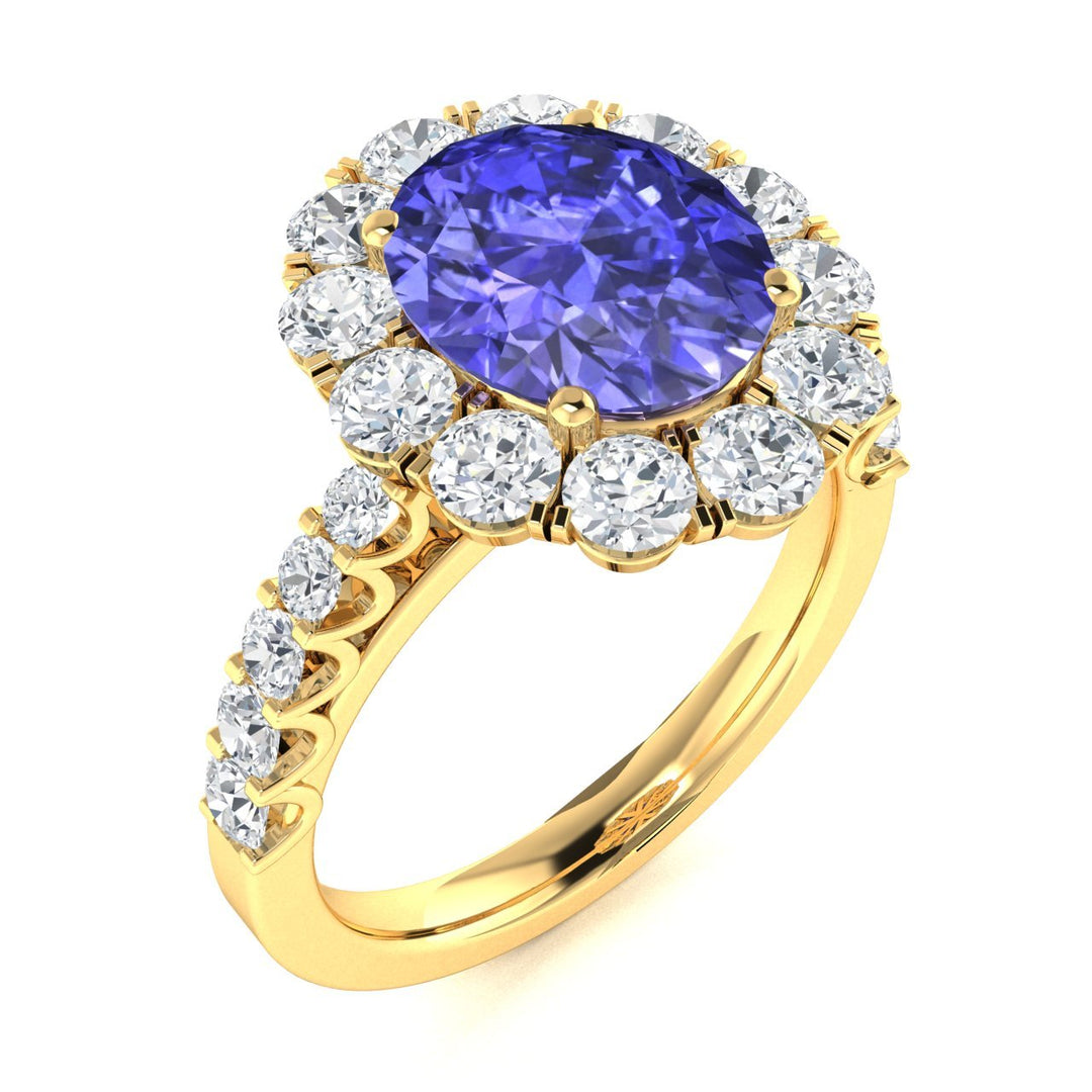 14KT Gold Oval Brilliant Tanzanite and Diamond Ladies Ring (Tanzanite 1.70 cts. White Diamonds 1.10 cts.)