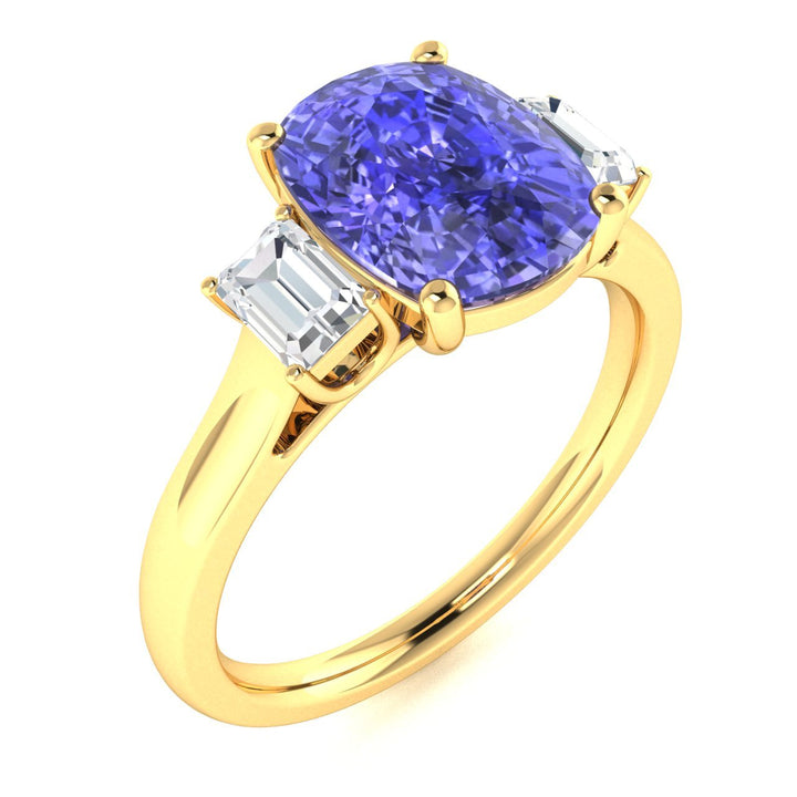 14KT Gold Oval Brilliant Tanzanite and Diamond Ladies Ring (Tanzanite 2.00 cts. White Diamonds 0.25 cts.)