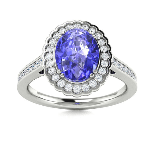 14Kt Gold Oval Brilliant Tanzanite and Diamond Ladies Ring (Tanzanite 2.00 cts. White Diamonds 0.25 cts.)