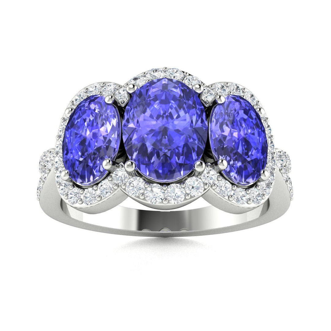 14KT Gold Oval Brilliant Tanzanite and Diamond Ladies Ring (Tanzanite 2.80 cts. White Diamond 0.40 cts.)