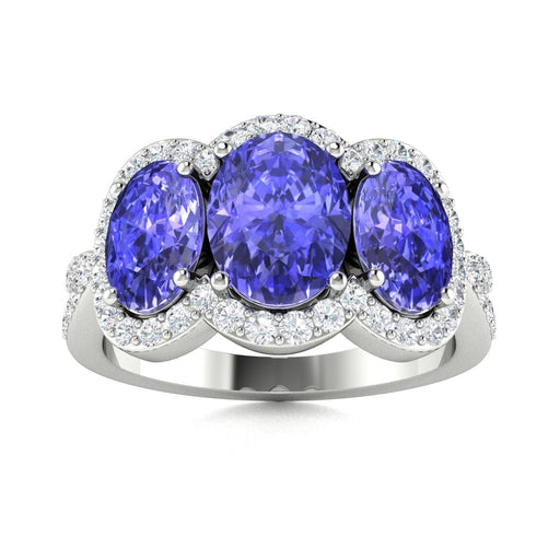 14KT Gold Oval Brilliant Tanzanite and Diamond Ladies Ring (Tanzanite 2.80 cts. White Diamond 0.40 cts.)