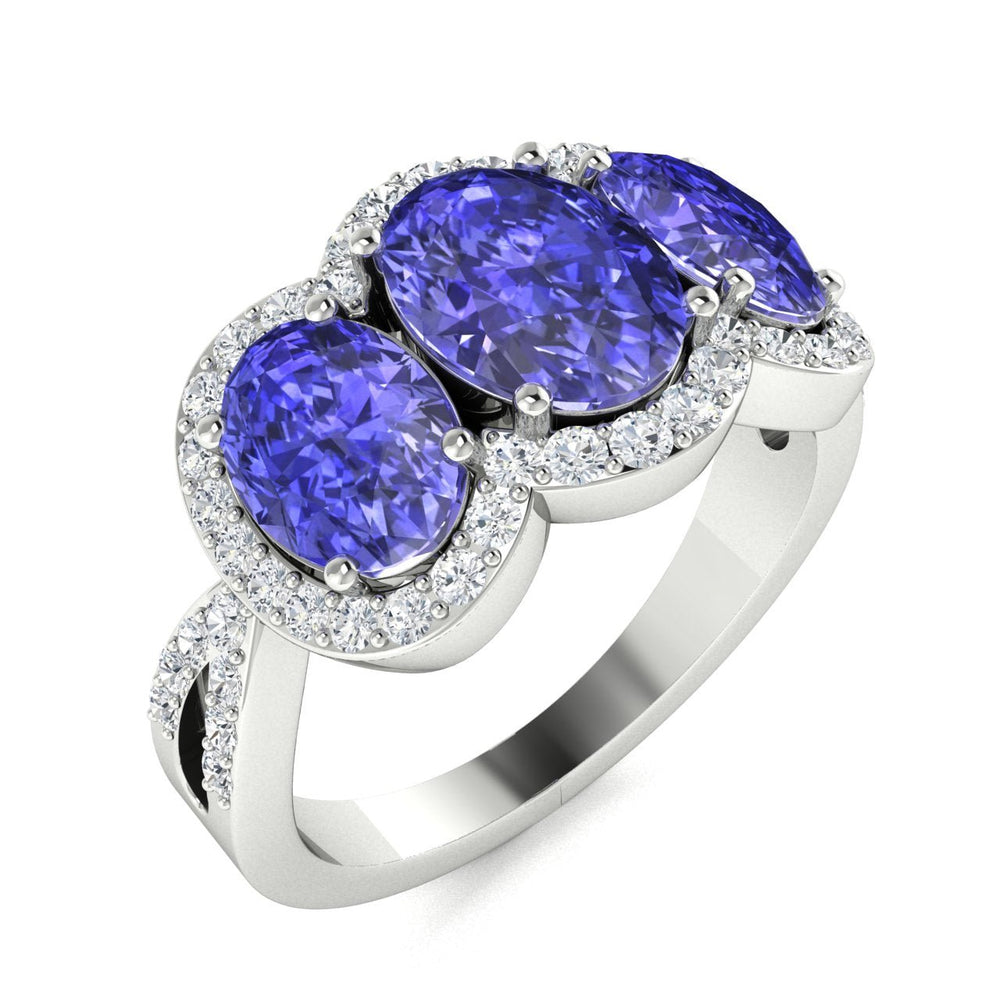 14KT Gold Oval Brilliant Tanzanite and Diamond Ladies Ring (Tanzanite 2.80 cts. White Diamond 0.40 cts.)