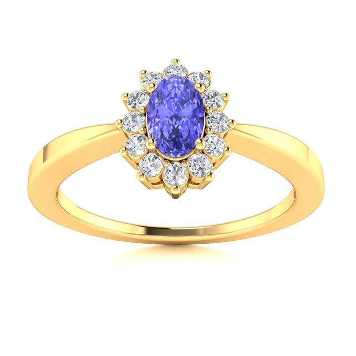14KT Gold Oval Brilliant Tanzanite and Diamond Ring (Tanzanite 0.30 cts. White Diamonds 0.10 cts.)