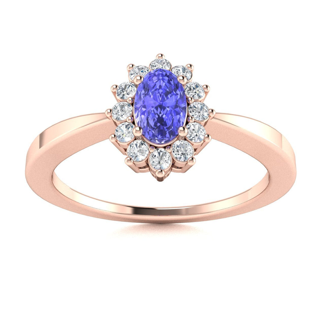 14KT Gold Oval Brilliant Tanzanite and Diamond Ring (Tanzanite 0.30 cts. White Diamonds 0.10 cts.)