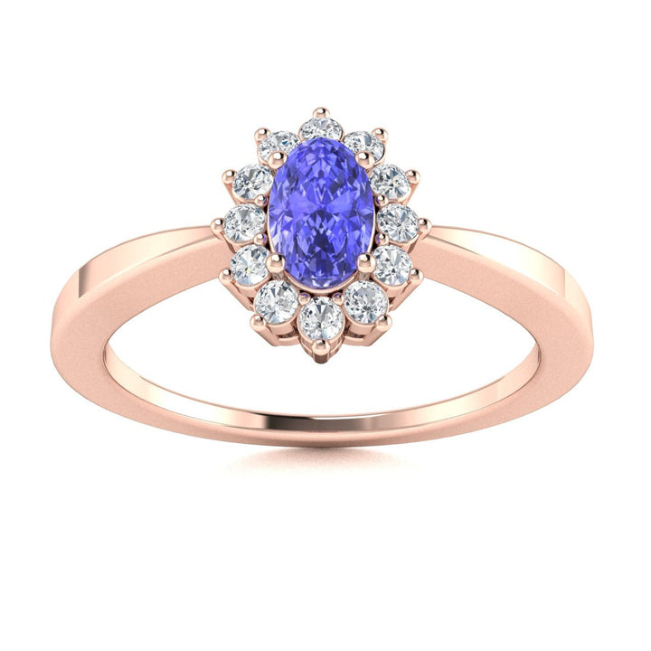 14KT Gold Oval Brilliant Tanzanite and Diamond Ring (Tanzanite 0.30 cts. White Diamonds 0.10 cts.)