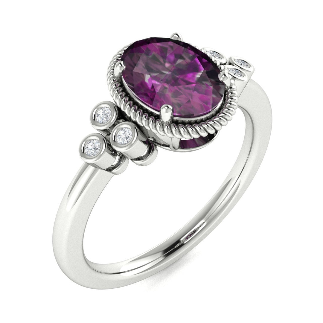 14KT Gold Oval Natural Alexandrite and Diamond Ladies Ring (Alexandrite 1.40 cts. White Diamond 0.07 cts.)