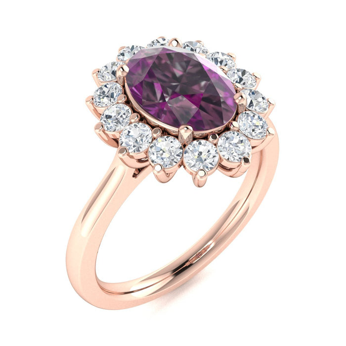14KT Gold Oval Natural Alexandrite and Diamond Ladies Ring (Alexandrite 2.25 cts. White Diamonds 0.50 cts.)