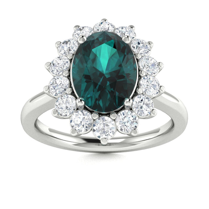 14KT Gold Oval Natural Alexandrite and Diamond Ladies Ring (Alexandrite 2.25 cts. White Diamonds 0.50 cts.)
