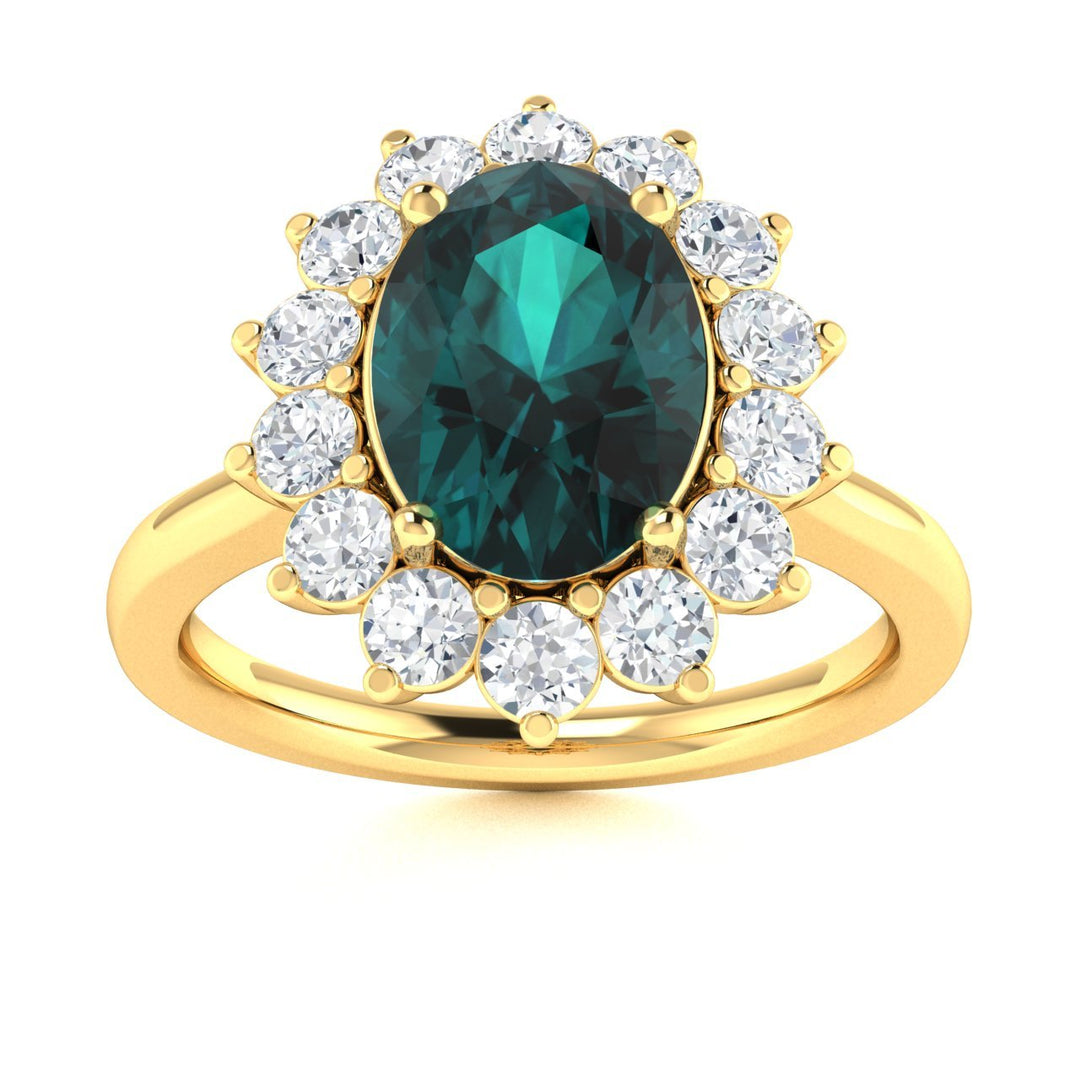 14KT Gold Oval Natural Alexandrite and Diamond Ladies Ring (Alexandrite 2.25 cts. White Diamonds 0.50 cts.)