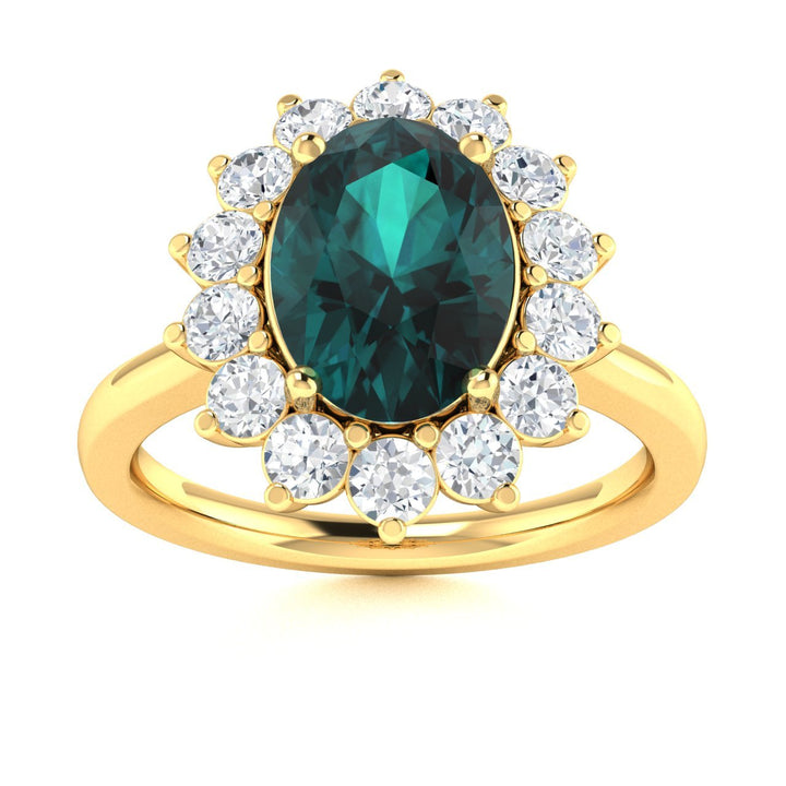 14KT Gold Oval Natural Alexandrite and Diamond Ladies Ring (Alexandrite 2.25 cts. White Diamonds 0.50 cts.)