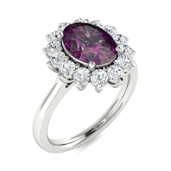 14KT Gold Oval Natural Alexandrite and Diamond Ladies Ring (Alexandrite 2.25 cts. White Diamonds 0.50 cts.)