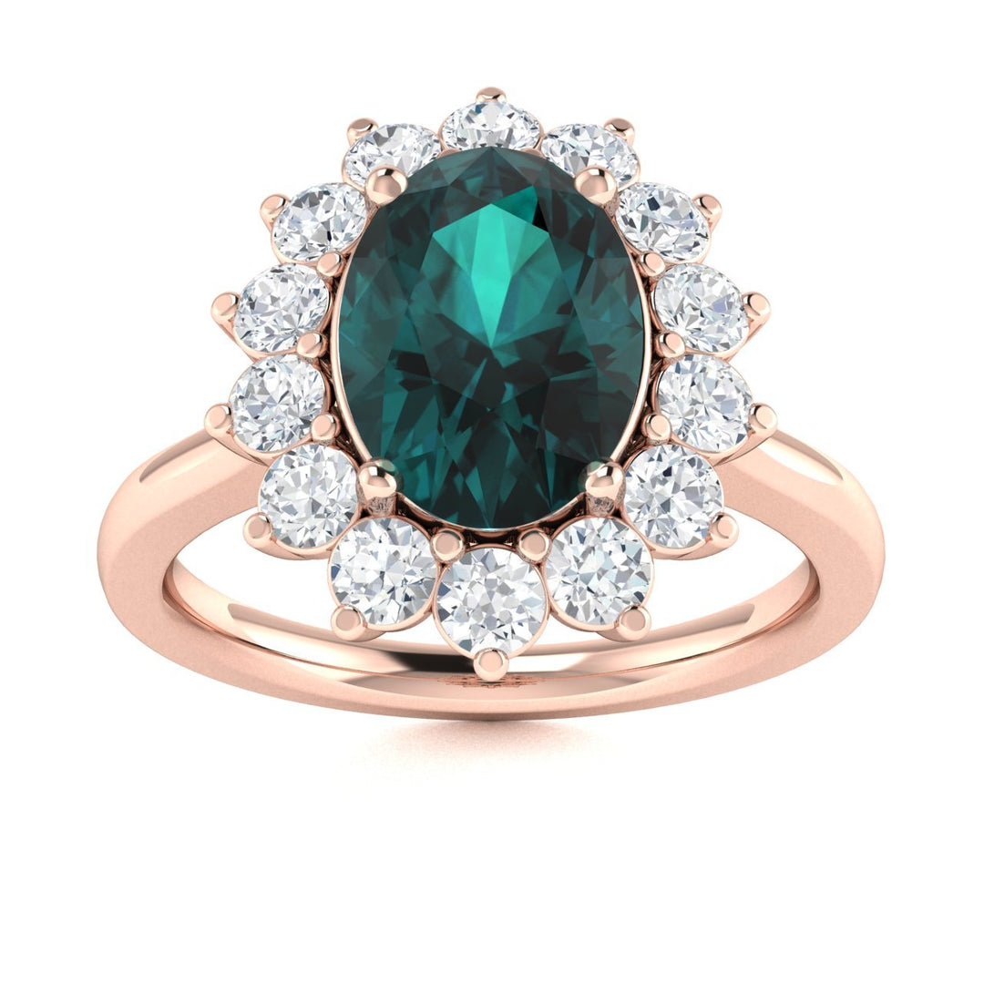14KT Gold Oval Natural Alexandrite and Diamond Ladies Ring (Alexandrite 2.25 cts. White Diamonds 0.50 cts.)