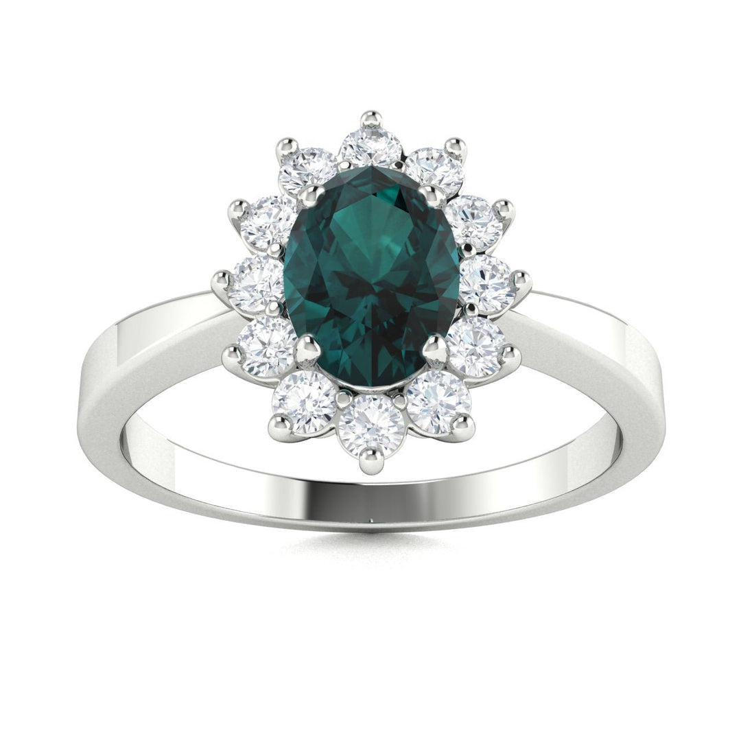 14KT Gold Oval Natural Alexandrite and Diamond Ladies Ring (Natural Alexandrite 1.09 cts. White Diamond 0.31 cts.)