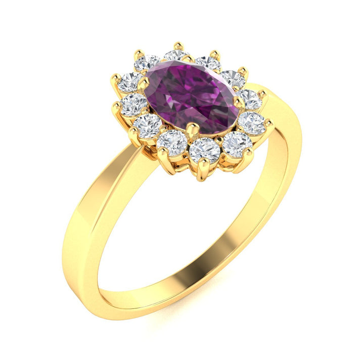 14KT Gold Oval Natural Alexandrite and Diamond Ladies Ring (Natural Alexandrite 1.09 cts. White Diamond 0.31 cts.)
