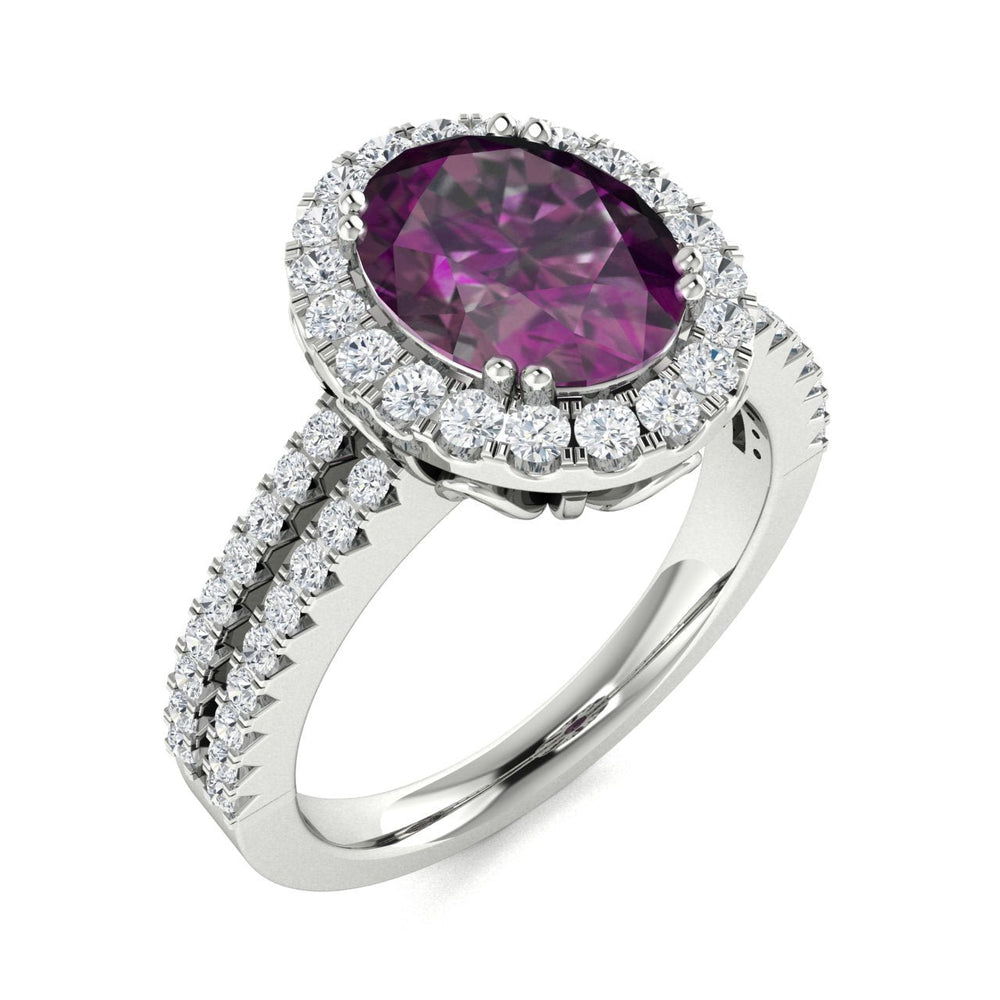 14KT Gold Oval Natural Color Changing Alexandrite and Diamond Ladies Ring (Alexandrite 2.00 cts. White Diamond 0.20 cts.)