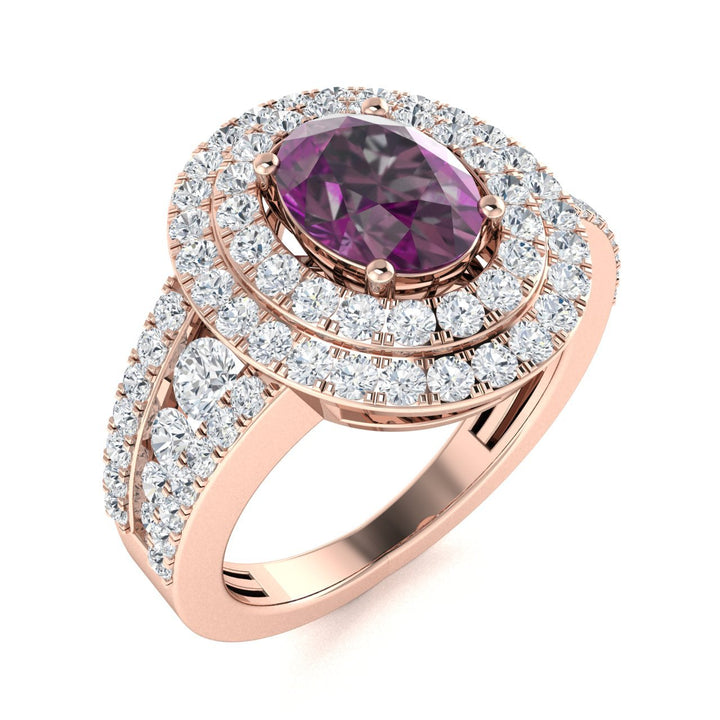14kt Gold Oval Natural Color Changing Alexandrite Ladies Ring (Alexandrite 2.00 cts. Diamonds 1.25 cts.)