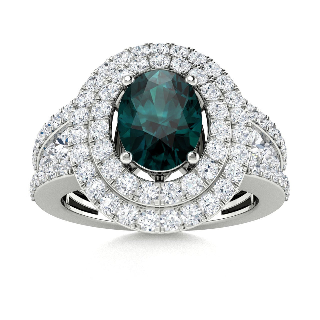 14kt Gold Oval Natural Color Changing Alexandrite Ladies Ring (Alexandrite 2.00 cts. Diamonds 1.25 cts.)