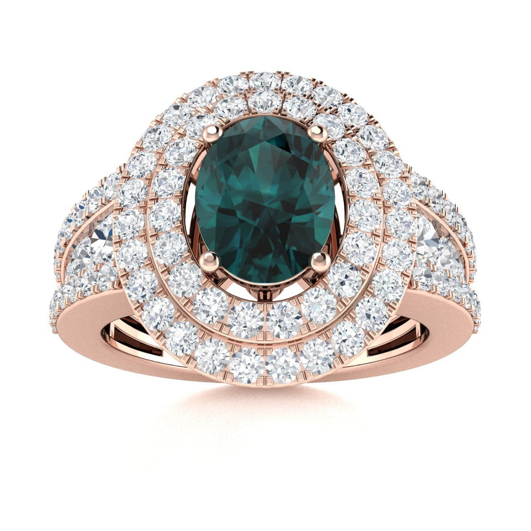 14kt Gold Oval Natural Color Changing Alexandrite Ladies Ring (Alexandrite 2.00 cts. Diamonds 1.25 cts.)