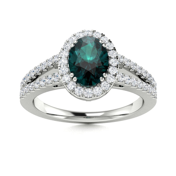 14kt Gold Oval Shaped Natural Alexandrite and Diamond Ladies Ring (Alexandrite 0.65 cts. Diamonds 0.40 cts.)