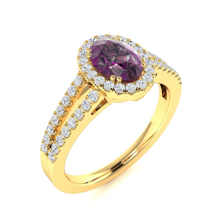14kt Gold Oval Shaped Natural Alexandrite and Diamond Ladies Ring (Alexandrite 0.65 cts. Diamonds 0.40 cts.)