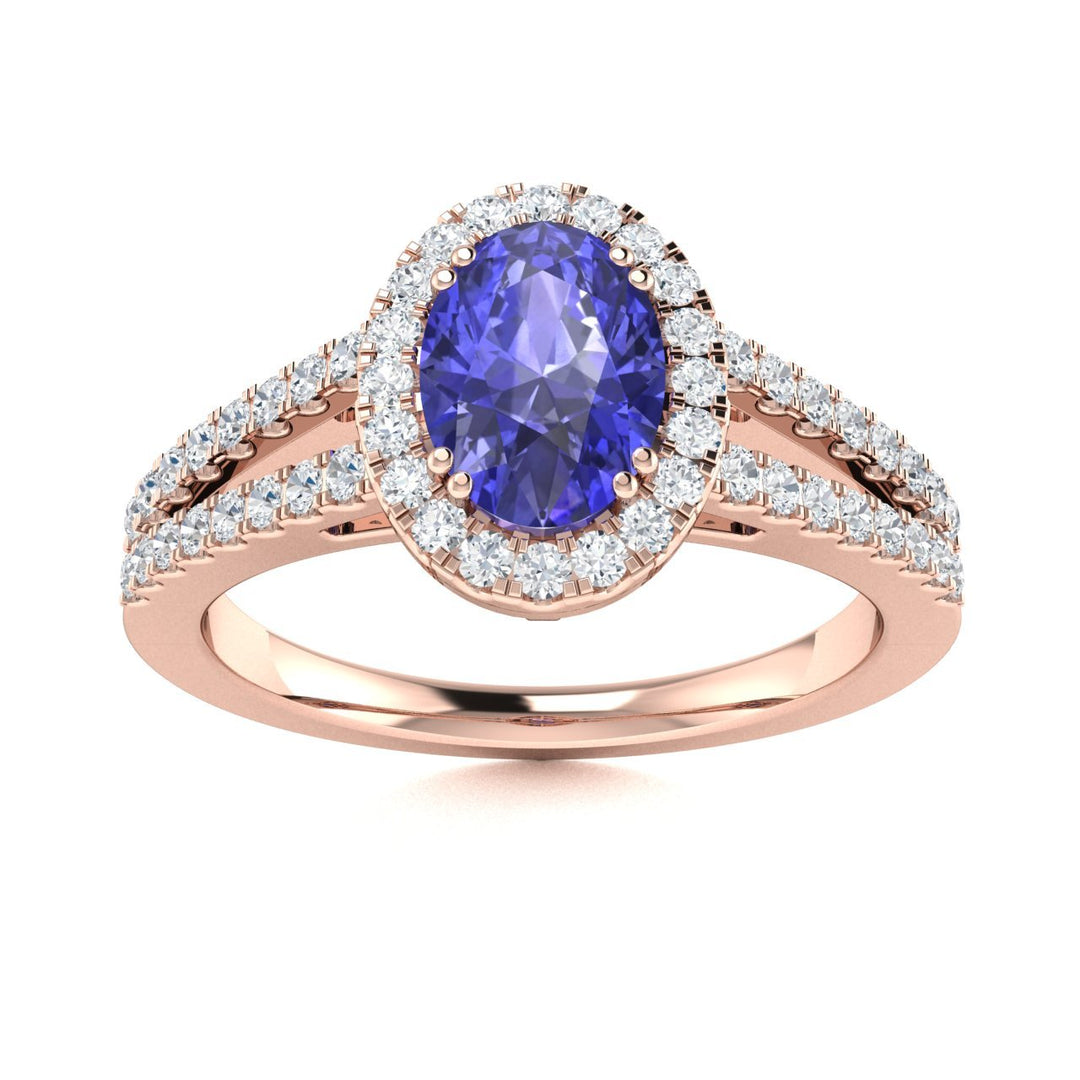 14kt Gold Oval Shaped Tanzanite and Diamond Ladies Ring (Tanzanite 0.65cts. Diamonds 0.40 cts.)