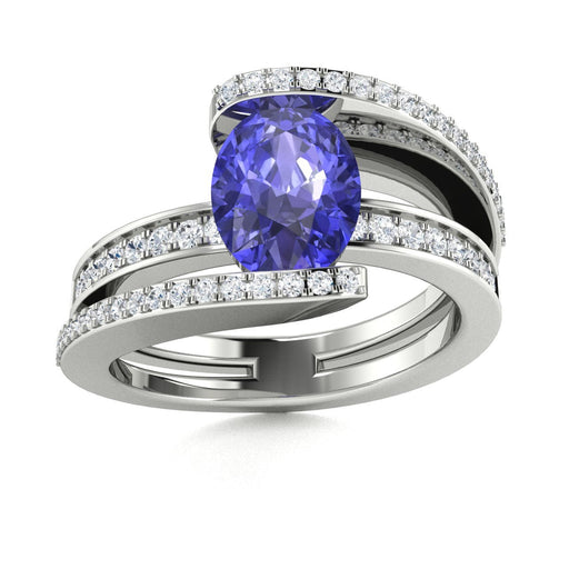 14kt Gold Oval shaped Tanzanite and Diamond Ladies Ring (Tanzanite 1.50 cts. Diamonds 0.30 cts.)