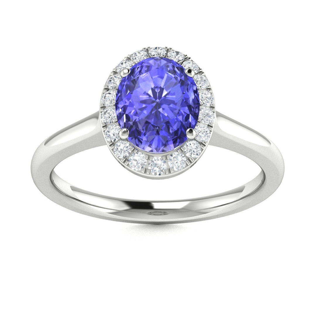 14kt Gold Oval Tanzanite and Diamond Ladies Ring (Tanzanite 0.70ct Diamonds 0.20 cts)