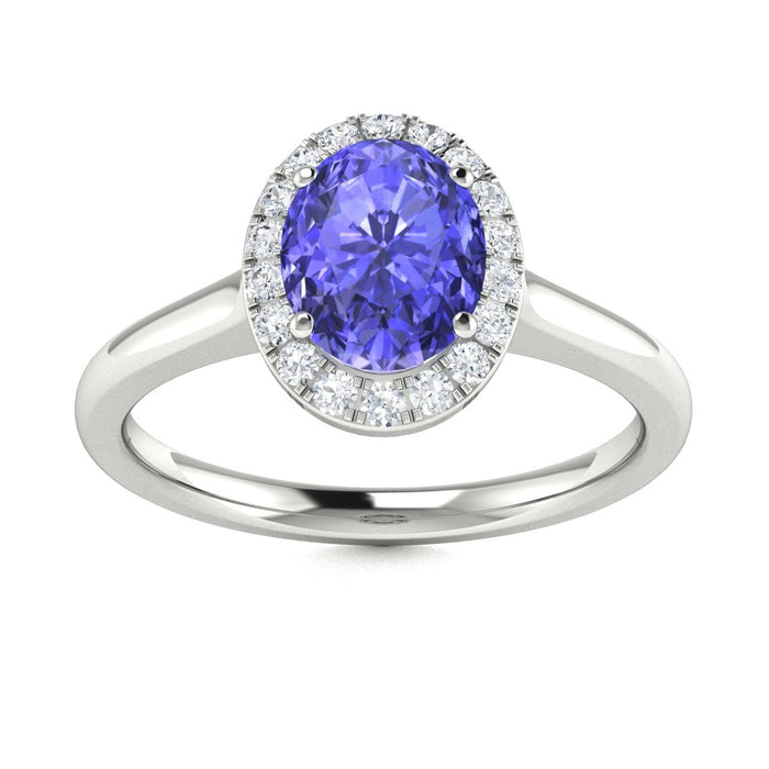 14kt Gold Oval Tanzanite and Diamond Ladies Ring (Tanzanite 0.70ct Diamonds 0.20 cts)