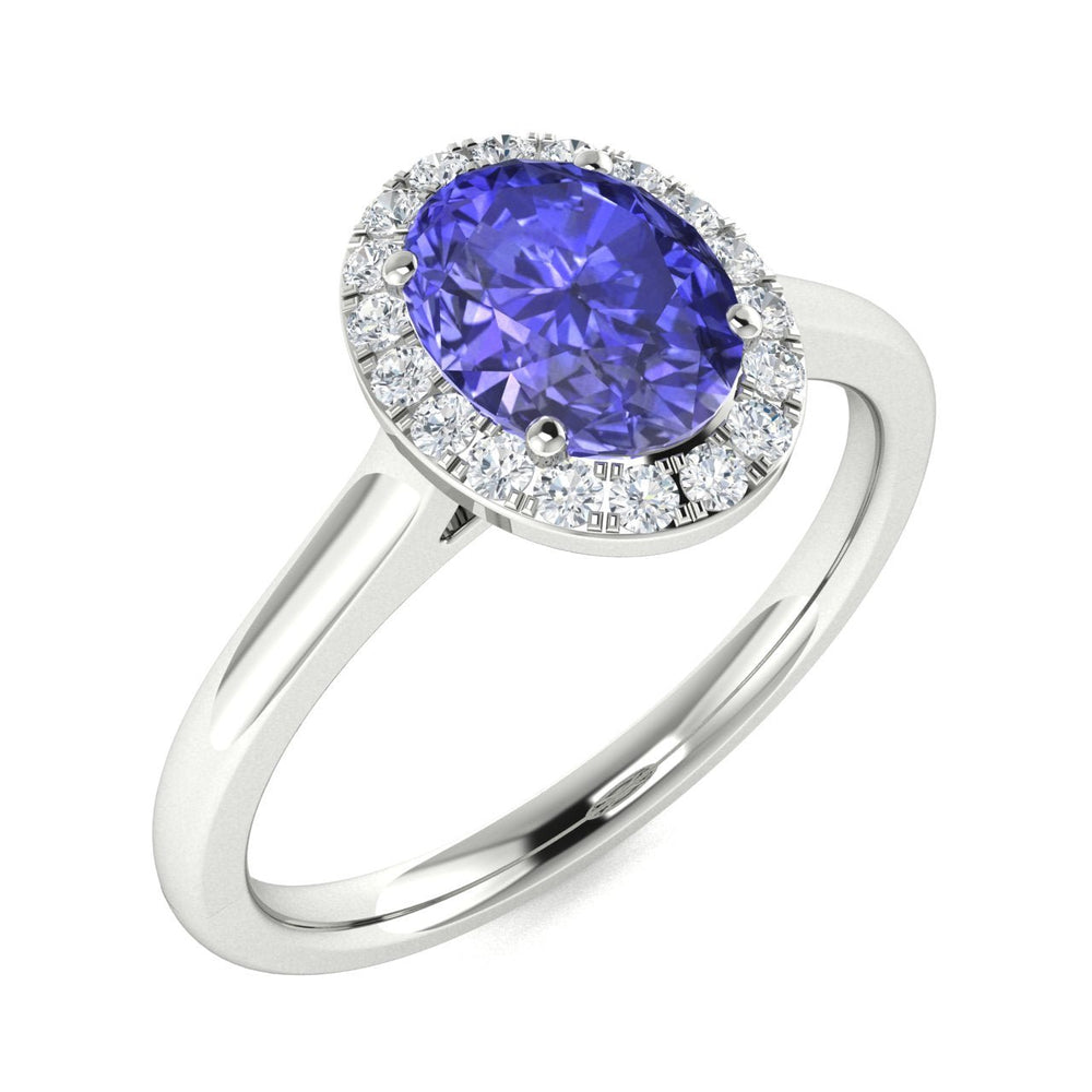 14kt Gold Oval Tanzanite and Diamond Ladies Ring (Tanzanite 0.70ct Diamonds 0.20 cts)