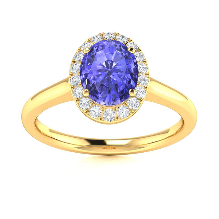 14kt Gold Oval Tanzanite and Diamond Ladies Ring (Tanzanite 0.70ct Diamonds 0.20 cts)