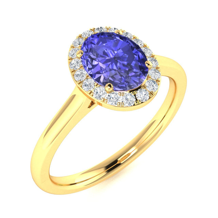 14kt Gold Oval Tanzanite and Diamond Ladies Ring (Tanzanite 0.70ct Diamonds 0.20 cts)