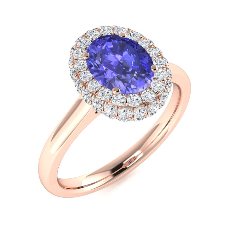 14kt Gold Oval Tanzanite and Diamond Ladies Ring (Tanzanite 1.00ct Diamonds 0.40 cts)