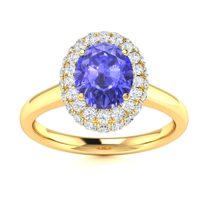 14kt Gold Oval Tanzanite and Diamond Ladies Ring (Tanzanite 1.00ct Diamonds 0.40 cts)
