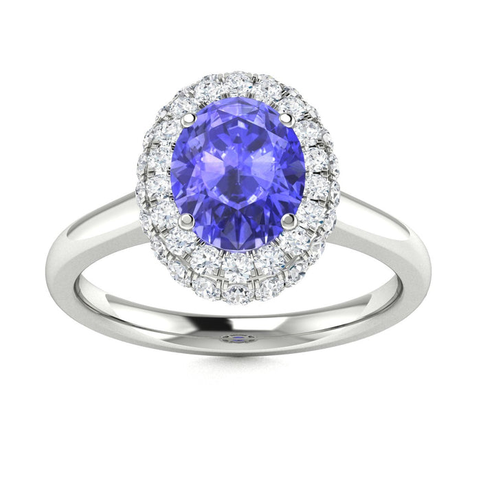 14kt Gold Oval Tanzanite and Diamond Ladies Ring (Tanzanite 1.00ct Diamonds 0.40 cts)