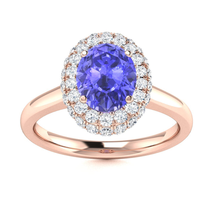 14kt Gold Oval Tanzanite and Diamond Ladies Ring (Tanzanite 1.00ct Diamonds 0.40 cts)