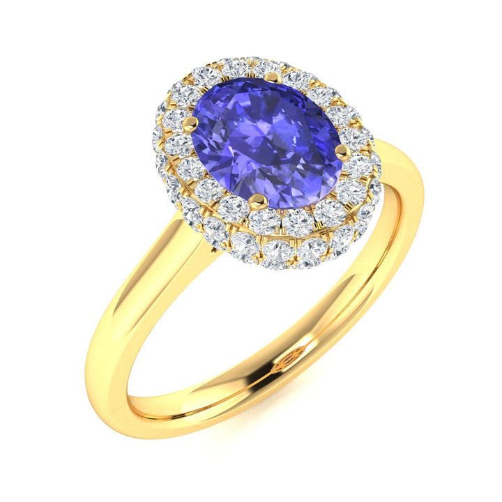 14kt Gold Oval Tanzanite and Diamond Ladies Ring (Tanzanite 1.00ct Diamonds 0.40 cts)