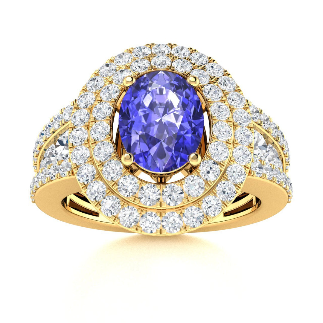 14kt Gold Oval Tanzanite and Diamond Ladies Ring (Tanzanite 2.00 cts. Diamonds 1.25 cts.)