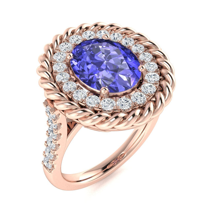 14KT Gold Oval Tanzanite and Diamond Ladies Ring (Tanzanite 2.50 cts. White Diamond 0.60 cts.)