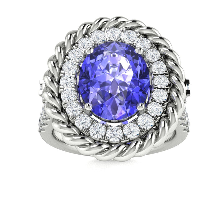 14KT Gold Oval Tanzanite and Diamond Ladies Ring (Tanzanite 2.50 cts. White Diamond 0.60 cts.)