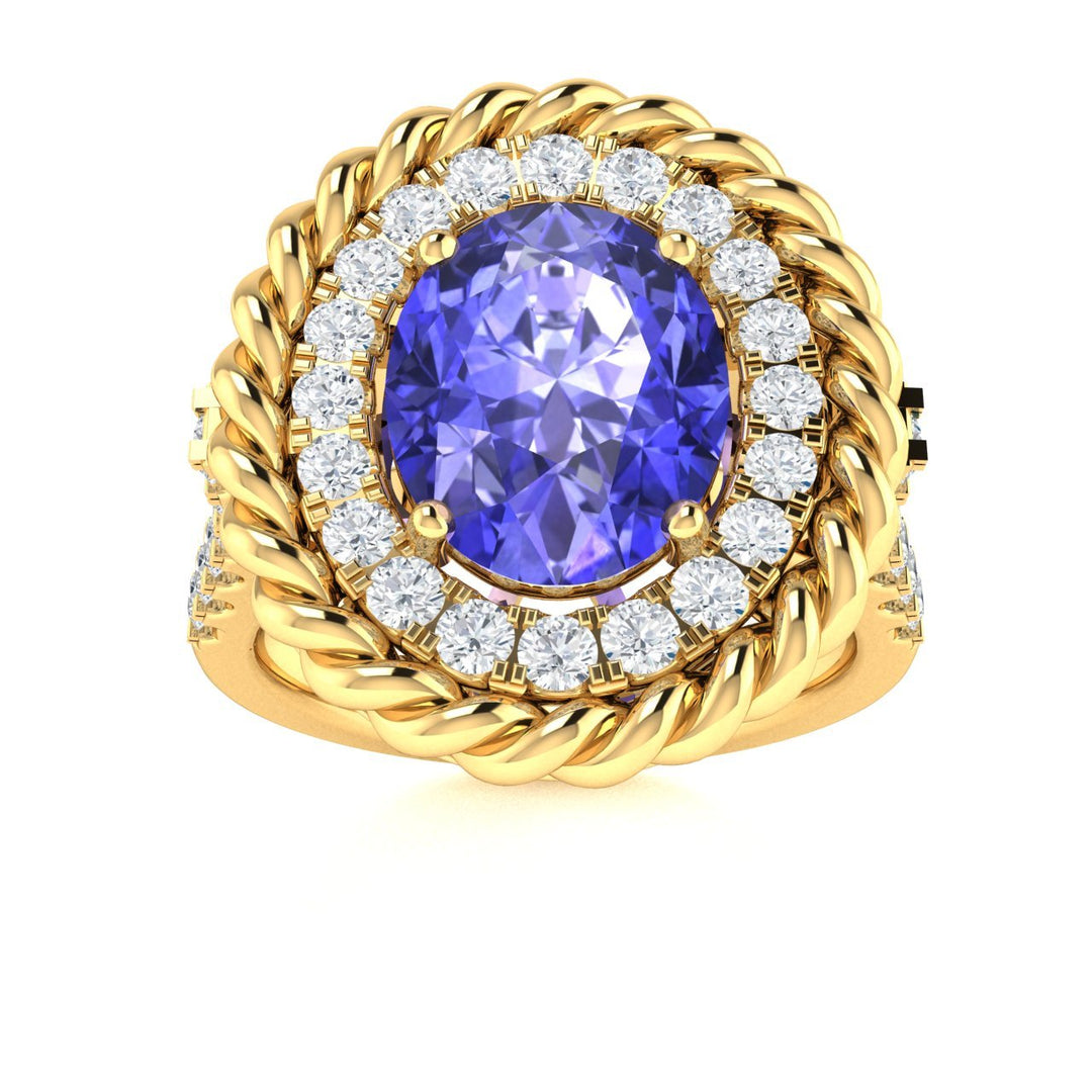 14KT Gold Oval Tanzanite and Diamond Ladies Ring (Tanzanite 2.50 cts. White Diamond 0.60 cts.)