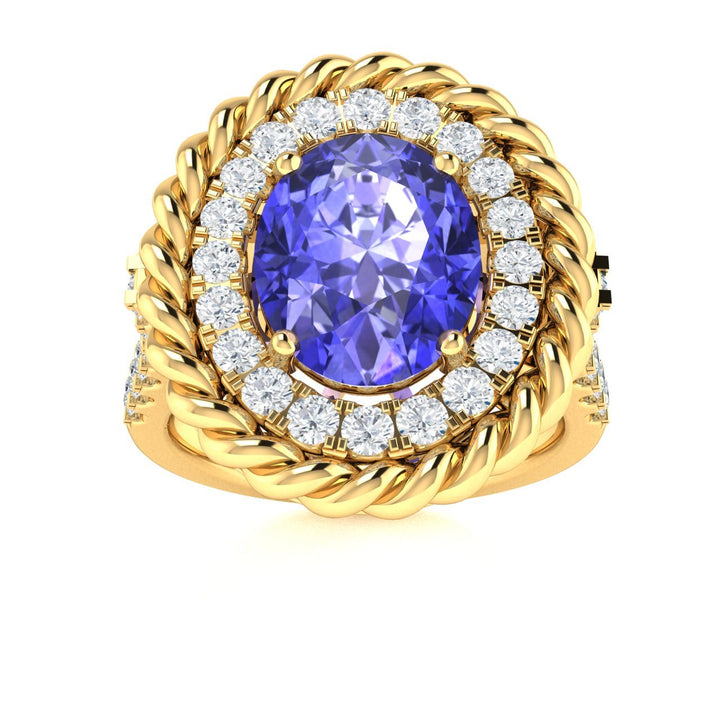 14KT Gold Oval Tanzanite and Diamond Ladies Ring (Tanzanite 2.50 cts. White Diamond 0.60 cts.)