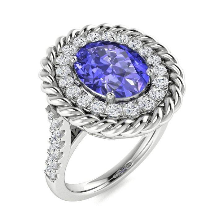 14KT Gold Oval Tanzanite and Diamond Ladies Ring (Tanzanite 2.50 cts. White Diamond 0.60 cts.)