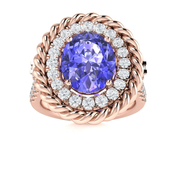 14KT Gold Oval Tanzanite and Diamond Ladies Ring (Tanzanite 2.50 cts. White Diamond 0.60 cts.)