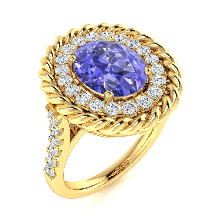 14KT Gold Oval Tanzanite and Diamond Ladies Ring (Tanzanite 2.50 cts. White Diamond 0.60 cts.)