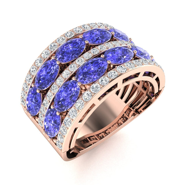 14KT Gold Oval Tanzanite and Diamond Ladies Ring (Tanzanite 3.50 cts. White Diamond0.75 cts.)