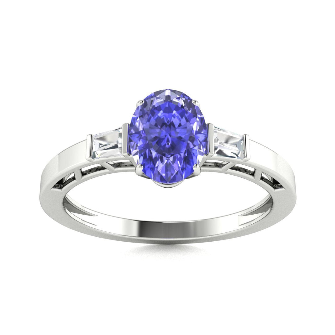 14KT Gold Oval Tanzanite and Diamond Ring (Tanzanite 2.14 cts White Diamonds 0.13 cts)