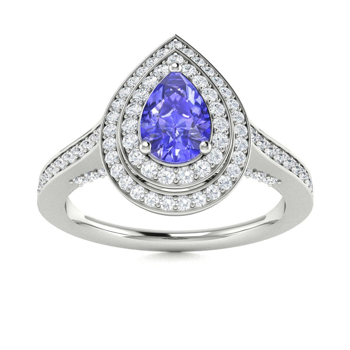 14KT Gold Pear Shape Tanzanite and Diamond Ladies Ring (Tanzanite 0.45 cts. White Diamonds 0.60 cts.)