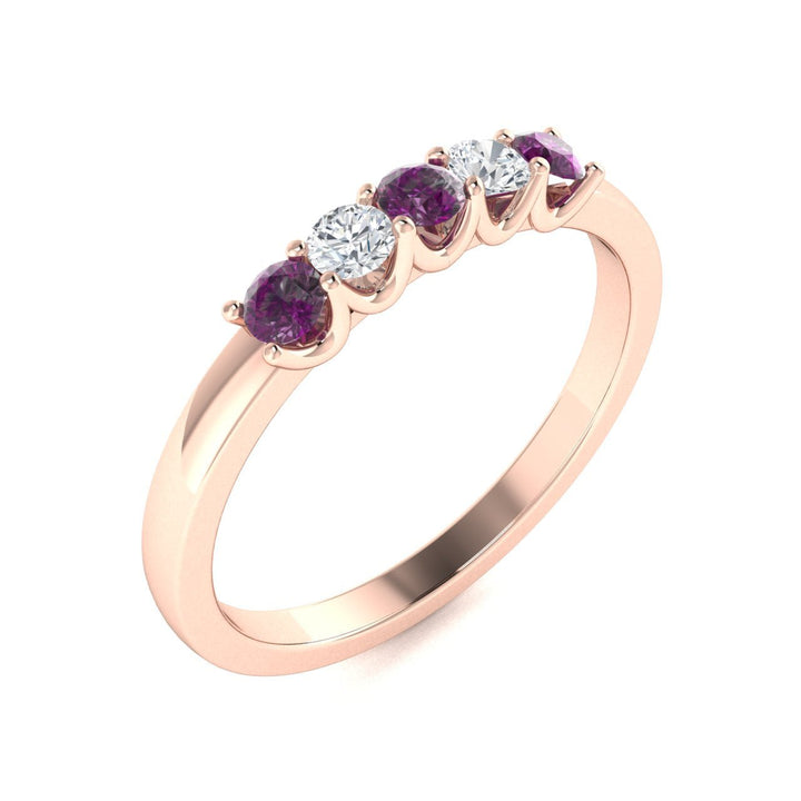 14KT Gold Round Alexandrite and Diamond Ladies Ring (Alexandrite 0.26 cts. White Diamond 0.14 cts.)